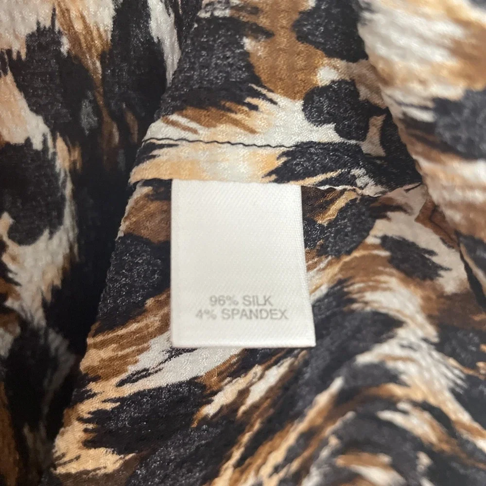 St. John Yellow‎ Label Silk Shift Dress Women's 10 Black Animal Print